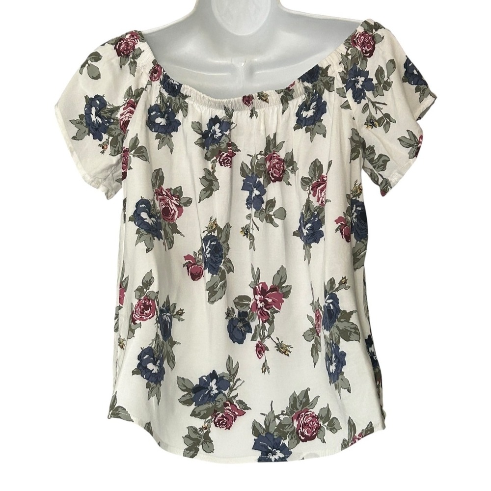 Abercrombie & Fitch Drop Shoulder Cap Sleeve Flowy Blouse Womens Size Small Whit